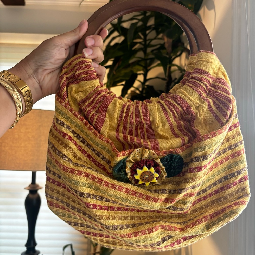 Vintage Canvas Bermuda Sunshine Sunflower Bag Purse Handbag